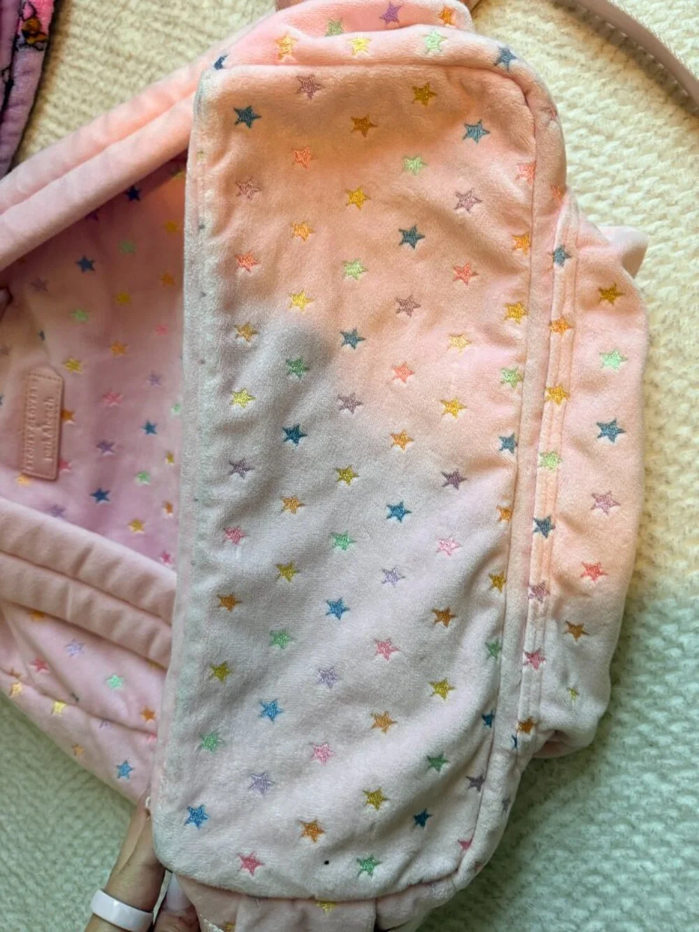 Stoney Clover Lane x Park & Beach Pink Star Velvet Backpack EUC